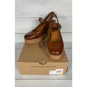Kork Ease Women's 10 Vanya Platform Mary Jane Tan Brown Leather Heels NEW In Box